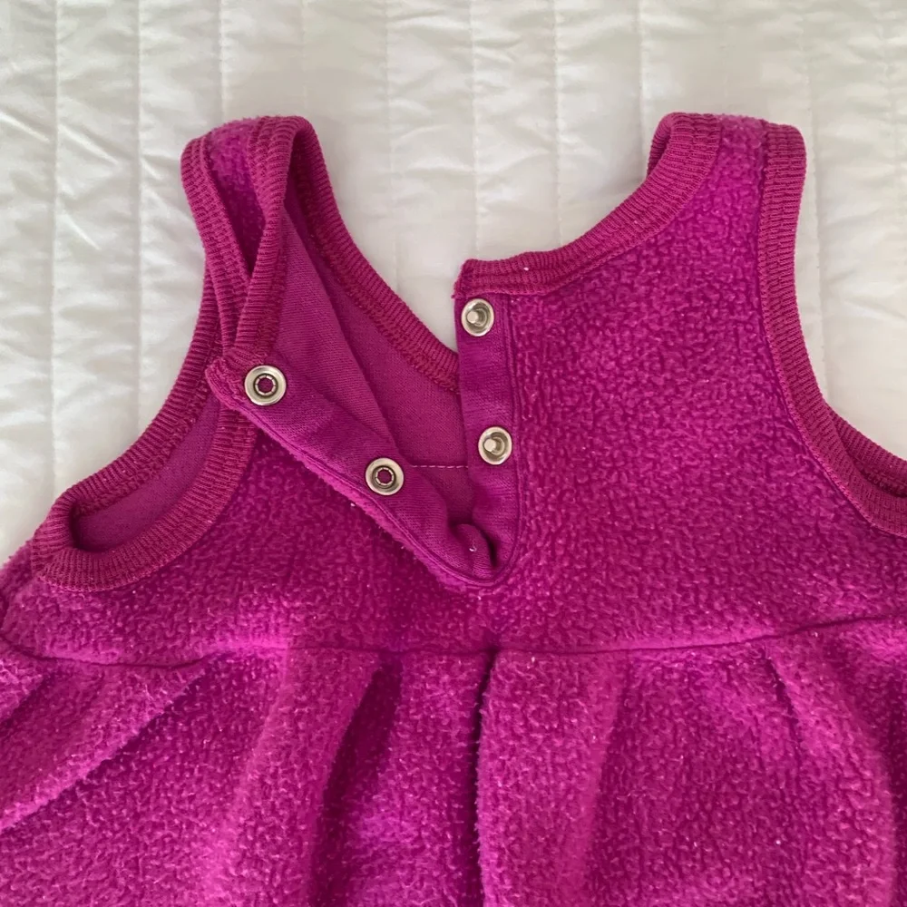 Vintage Carter's Baby Girls 3-6M Pink Floral Fleece Overalls & Shirt Set
